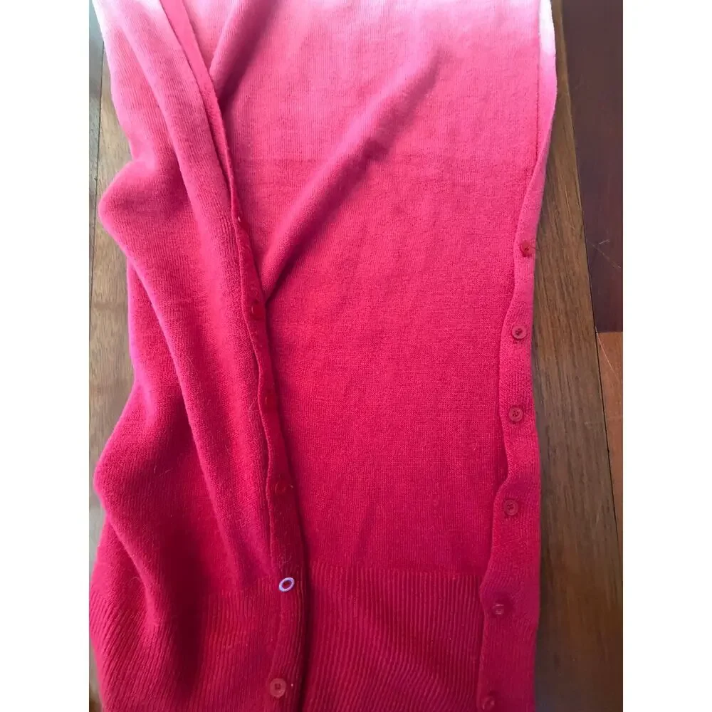 Pink Ombré Convertible Cardigan Wrap Shawl Button Side Cozy Layering Sweater